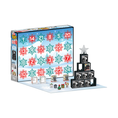 Calendário de advento Star Wars com caixas numeradas e bonecos Funko Pop