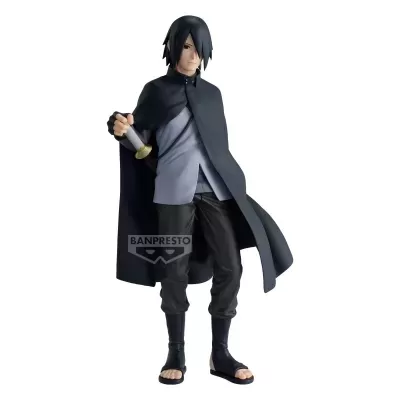Figura de ação de personagem masculino com casaco preto e espada