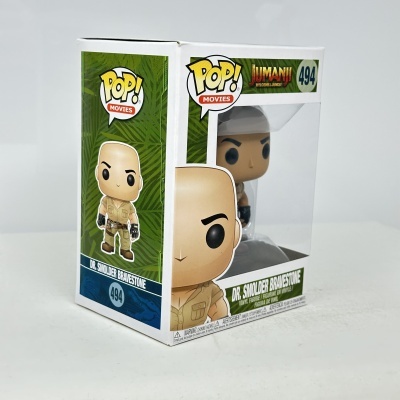Caixa da Funko Pop! Dr. Smolder Bravestone do filme Jumanji com janela transparente