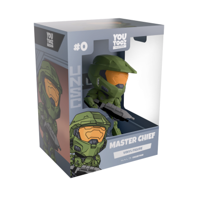 Figura de vinil Master Chief em caixa azul clara