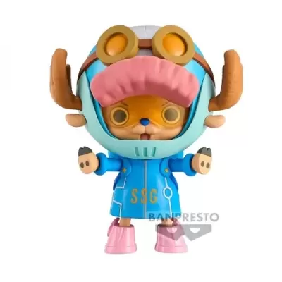 Figura de ação colorida com capacete e roupa azul