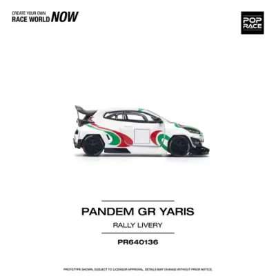 Miniatura de carro Toyota Pandem GR Yaris com decoração de corrida.