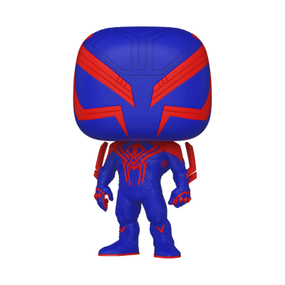 Figura Funko Pop azul e vermelha com símbolo de aranha