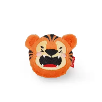 Pelúcia redonda com rosto de tigre em peluche laranja e bege