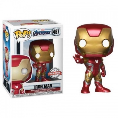 Figura Funko Pop Iron Man vermelho e dourado com caixa branca
