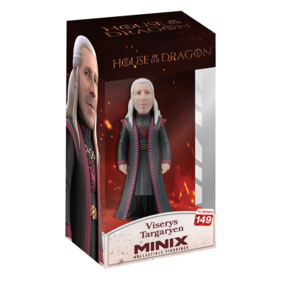 Figura colecionável Viserys Targaryen da série House of the Dragon em caixa