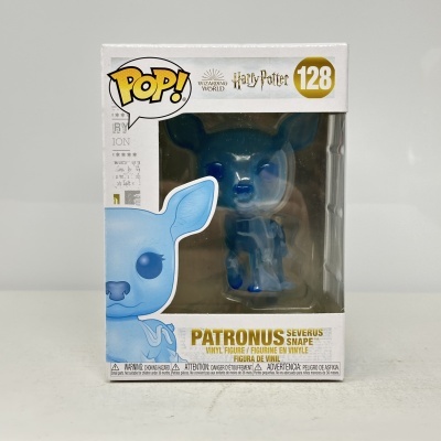 Funko Pop! número 128 Patronus Severus Snape em caixa branca e azul