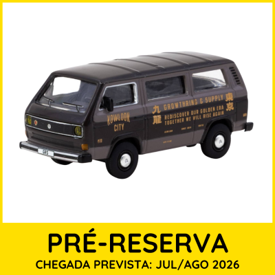Miniatura de carrinha cinzenta com texto dourado e moldura amarela