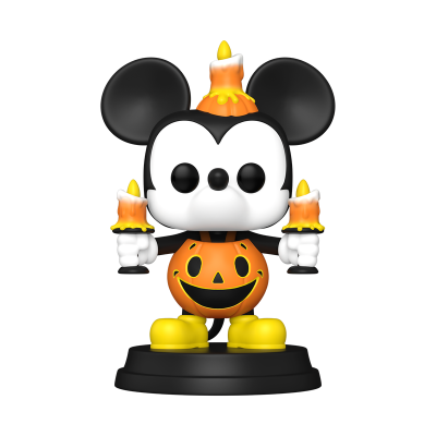 Figura de vinil com tema Halloween de personagem estilo abóbora a segurar velas