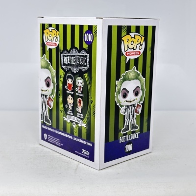 Caixa de colecionável Funko Pop! Beetlejuice com riscas verdes e pretas