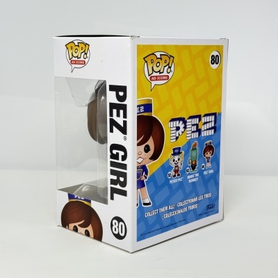 Figura Funko Pop! PEZ Girl número 80 em embalagem de cartão branca e amarela