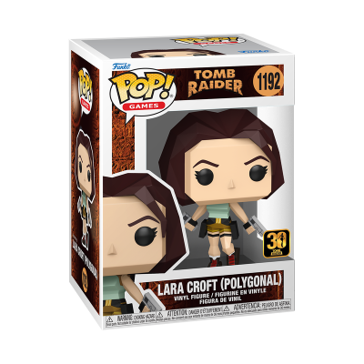 Boneco Funko Pop! Lara Croft (Polygonal) na embalagem