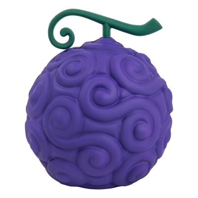 Bola decorativa roxa com padrão em espiral e caule verde