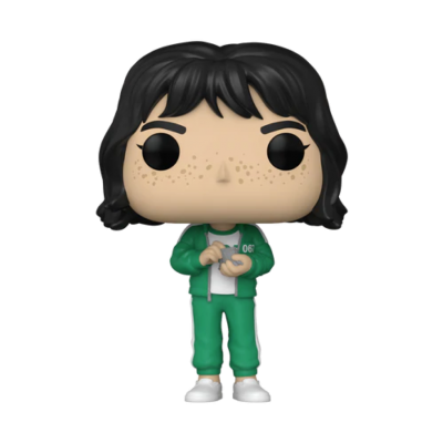 Boneco Funko Pop de personagem com roupa verde e cabelo preto