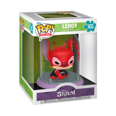 Figura vinil Leroy da coleção Funko Pop! Deluxe em caixa transparente.