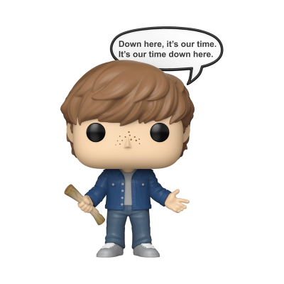 Figura Funko Pop com balão de fala em inglês
