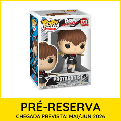 Funko Pop! Protagonist do jogo P3 20th Anniversary em caixa com anúncio de pré-reserva