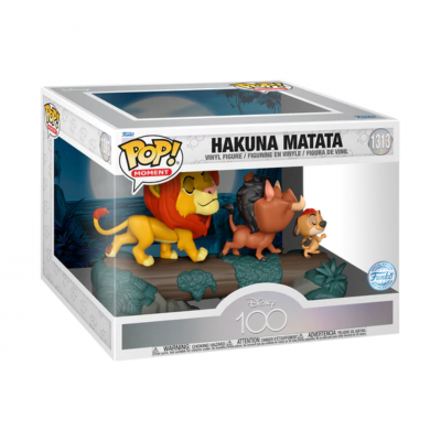 Figura Funko POP! Moment Hakuna Matata com leão, javali e suricato em tronco