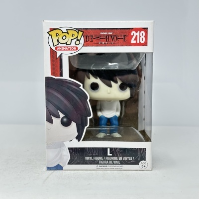 Figura de vinil POP! ANIMATION DEATH NOTE número 218, personagem L dentro da caixa.