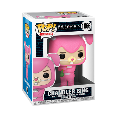 Figura Funko Pop! Chandler Bing vestido de coelho cor-de-rosa na caixa de colecionador