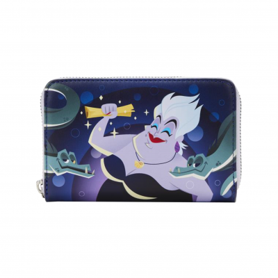 Carteira azul com ilustração da personagem Ursula do filme A Pequena Sereia