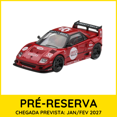 Miniatura carro desportivo vermelho Liberty Walk com textos e número 58