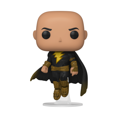 Figura Funko Pop de super-herói calvo com fato preto e dourado