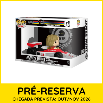 Funko Pop Rides de James Hunt em carro McLaren M23D na caixa original.