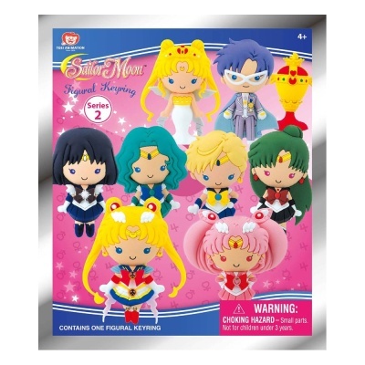 Pacote de chaveiros Sailor Moon com sete personagens em estilo chibi colorido