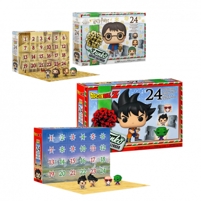 Calendários de Advento Funko Pop Harry Potter e Dragon Ball Z com 24 caixas e figuras colecionáveis