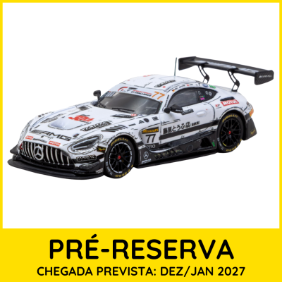 Miniatura de carro de corrida Mercedes AMG GT branco e preto
