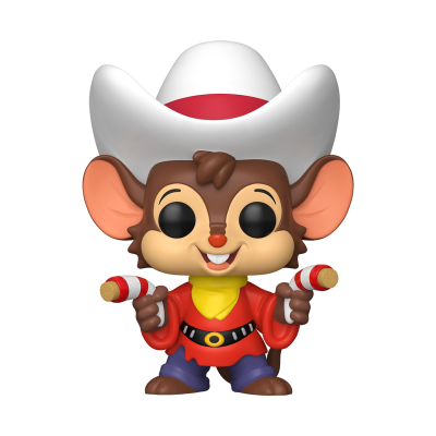Figura Funko Pop de rato cowboy com dois paus de pólvora