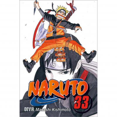 Capa do livro Naruto número 33 com personagens ninja coloridos