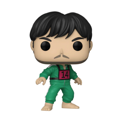 Figura de vinil estilo Funko Pop com roupa verde e número 14