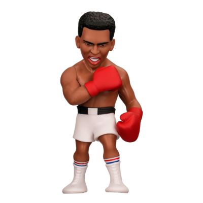 Boneco de boxeador com luvas vermelhas e calções brancos