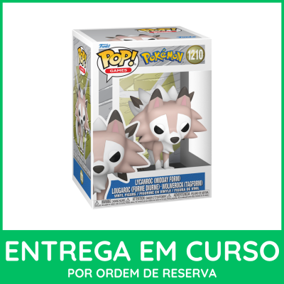 Boneco Funko Pop! Lycanroc (Midday Form) Pokémon em caixa