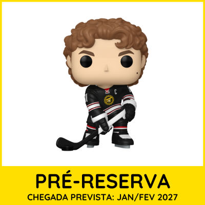 Boneco Funko Pop de jogador de hóquei em uniforme preto.