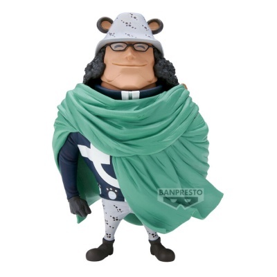 Figura de ação personagem com capa verde e chapéu branco de urso