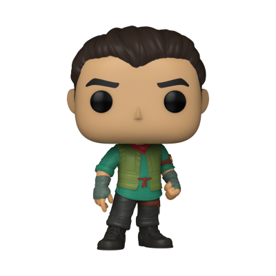 Figura Funko Pop masculina com roupa verde e calças pretas