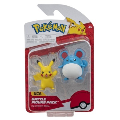 Pack de figuras Pokémon com Pikachu e Marill em embalagem de plástico e cartão vermelho