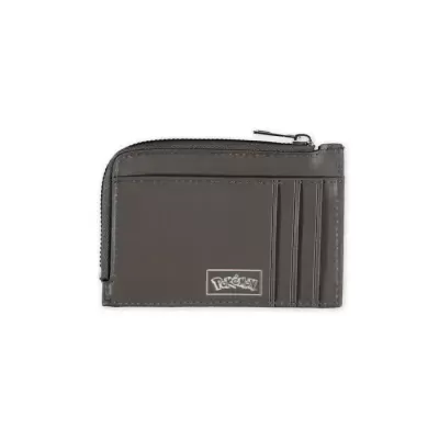 Carteira cinzenta de material sintético com zíper e logótipo POKÉMON