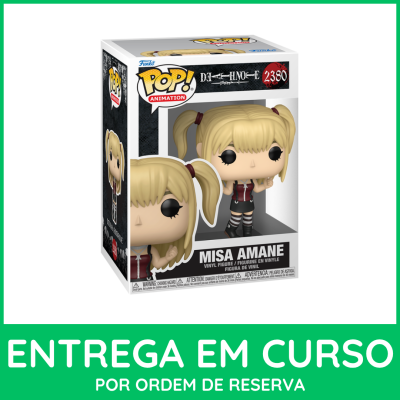 Figura Funko Pop Misa Amane em caixa com fundo branco e texto de entrega em verde