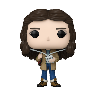Figura colecionável Funko Pop personagem com blusão castanho e calças azuis