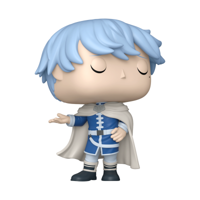 Boneco colecionável estilo Funko Pop com roupa azul e capa branca