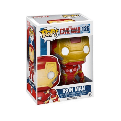 Figura Pop! Iron Man Capitão América Guerra Civil na embalagem