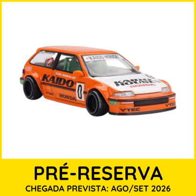 Miniatura de carro de corrida Honda laranja e branco com texto KAIDO HOUSE e número 0