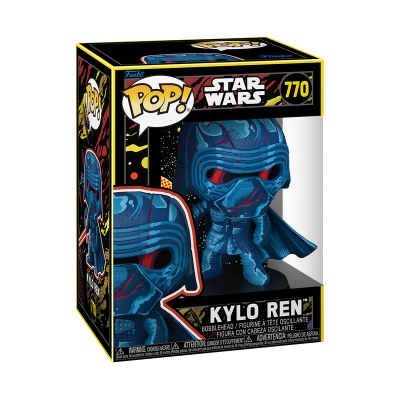 Funko Pop Star Wars Kylo Ren nº 770 em caixa preta e amarela