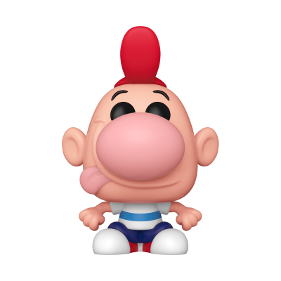 Figura de vinil estilizada com cabelo vermelho e camiseta às riscas azuis e brancas