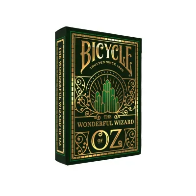 Caixa de baralho verde escura Bicycle The Wonderful Wizard of Oz com detalhes dourados