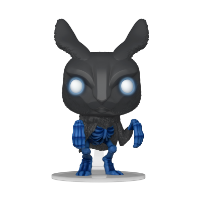 Figura Funko Pop de coelho esqueleto azul e preto numa base branca